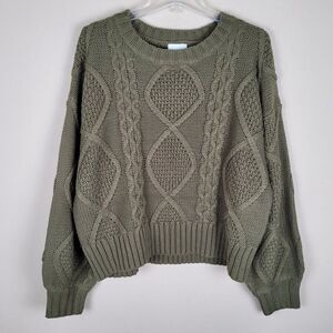 Gilli Olive Green Cable Knit Sweater Oversized Long Sleeve Size M NWT